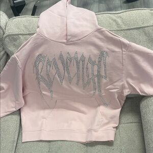 Revenge Clothing Pink Hoodie with Silver Accents X HEARTBREAK BEJEWELED